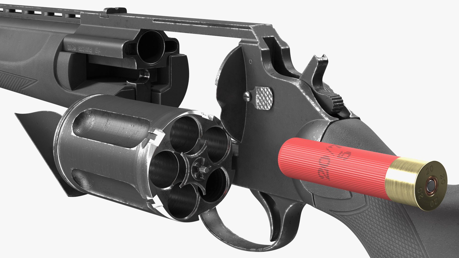 3D Russian Revolving Shotgun MTs255 Polymer Worn Rigged for Maya