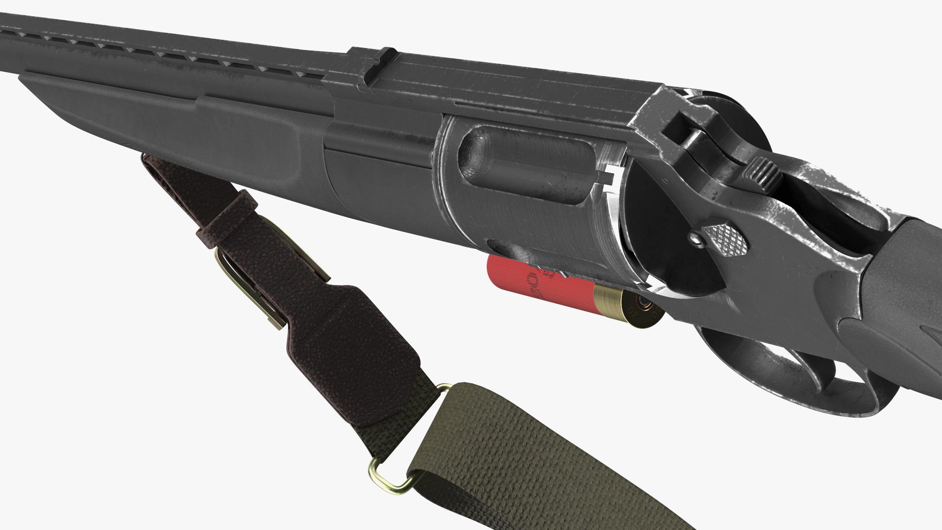 3D Russian Revolving Shotgun MTs255 Polymer Worn Rigged for Maya