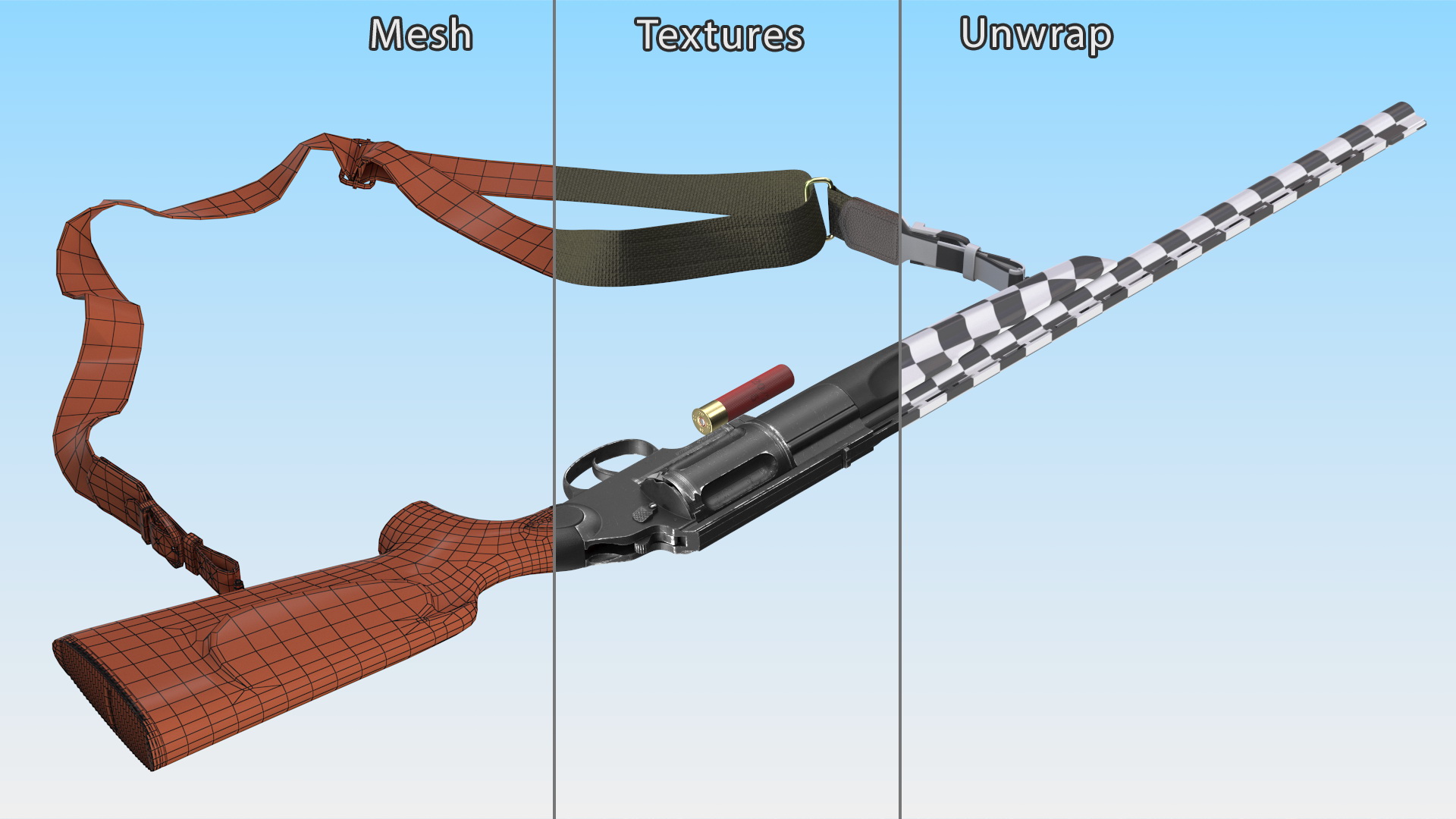 3D Russian Revolving Shotgun MTs255 Polymer Worn Rigged for Maya