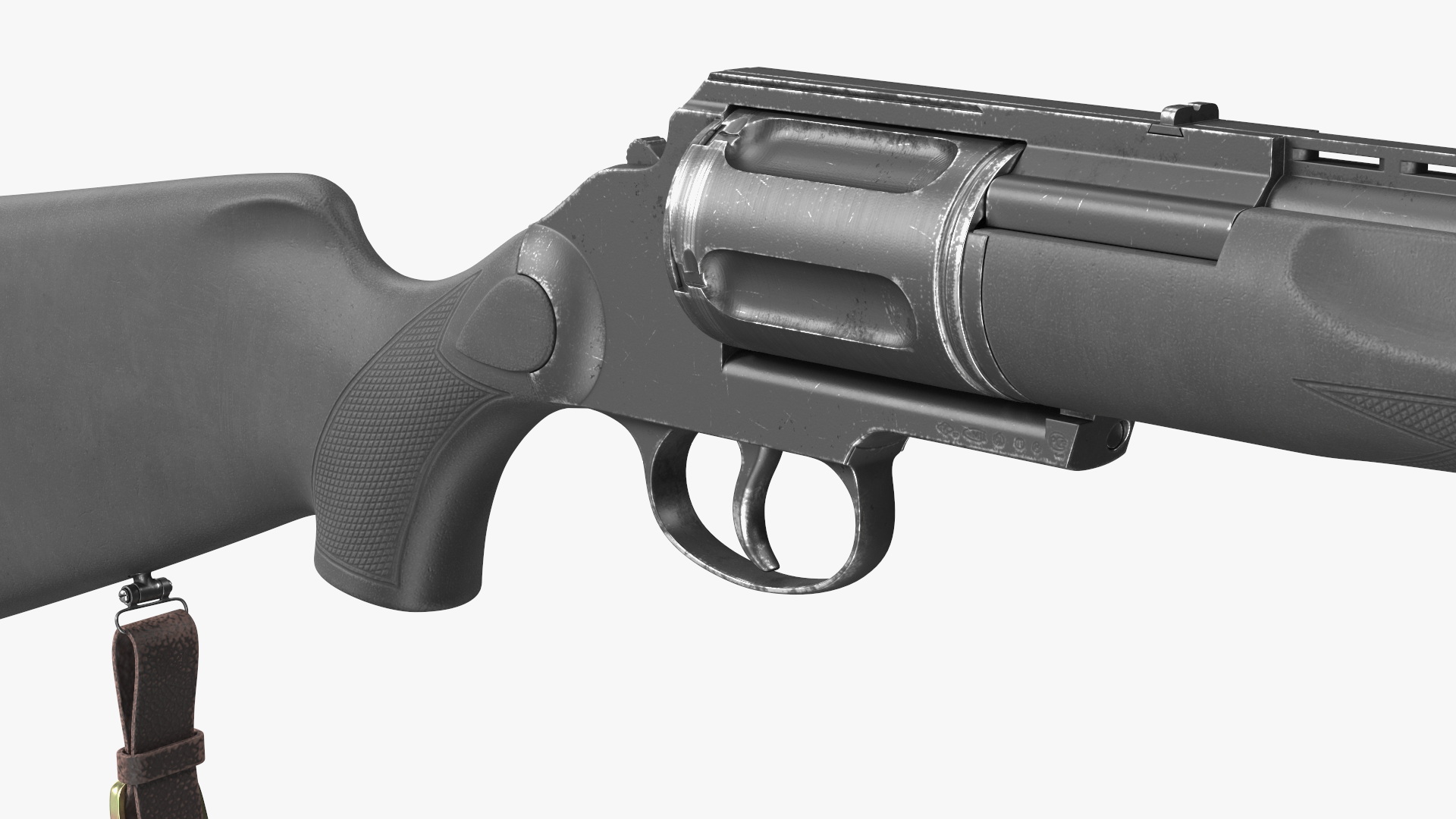3D Russian Revolving Shotgun MTs255 Polymer Worn Rigged for Maya