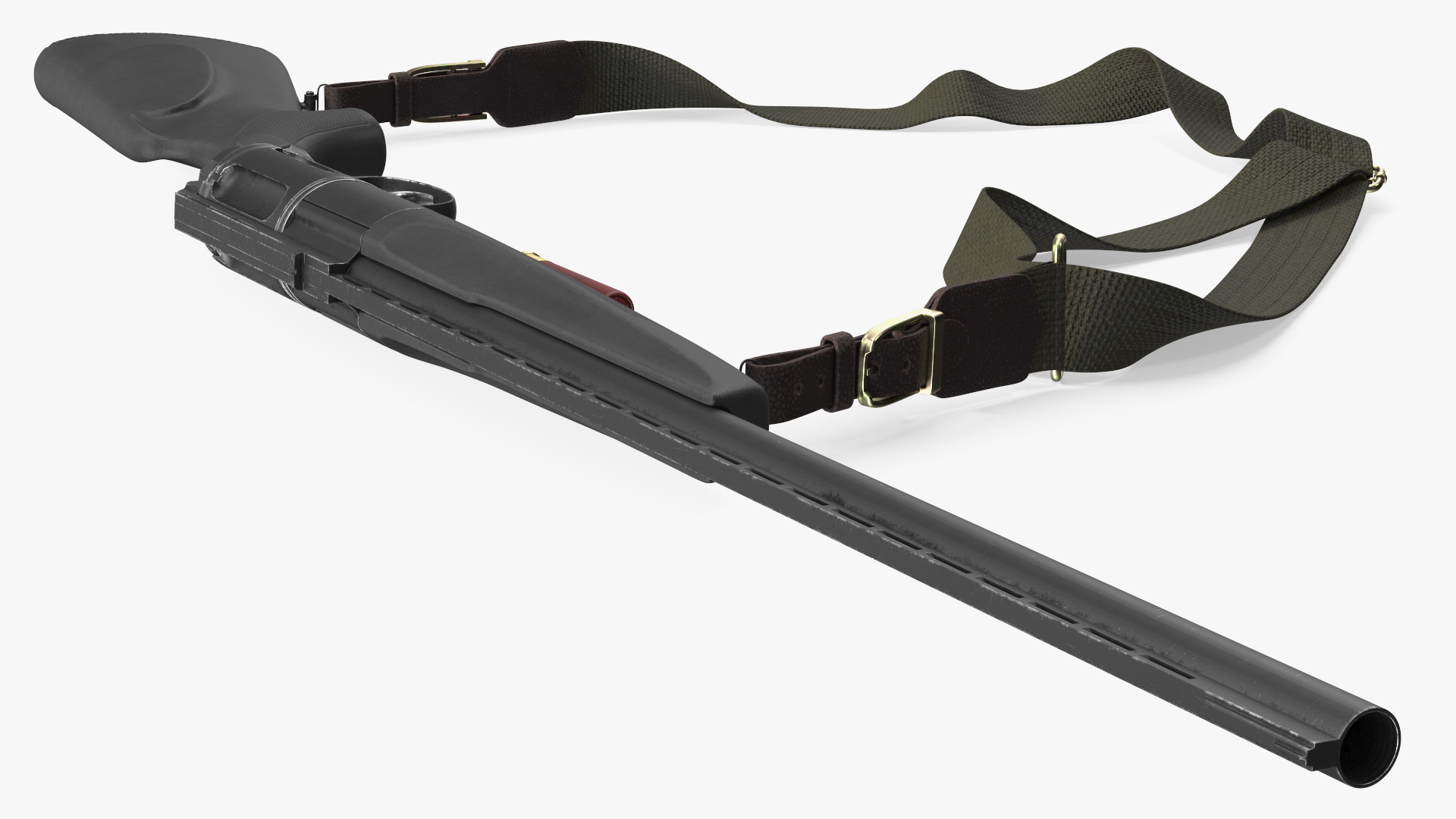 3D Russian Revolving Shotgun MTs255 Polymer Worn Rigged for Maya