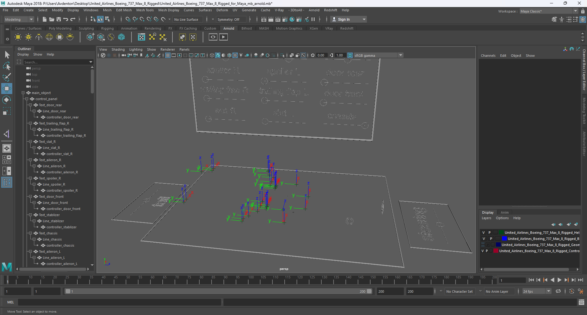 3D United Airlines Boeing 737 Max 8 Rigged for Maya model