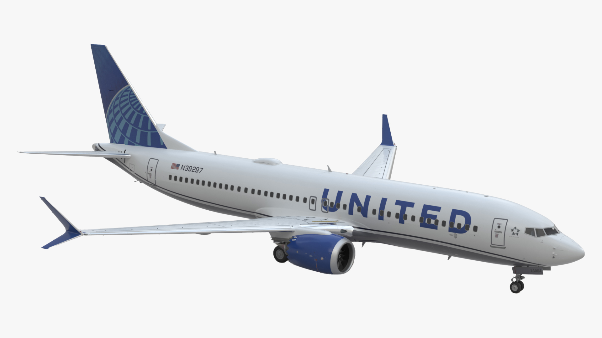 3D United Airlines Boeing 737 Max 8 Rigged for Maya model