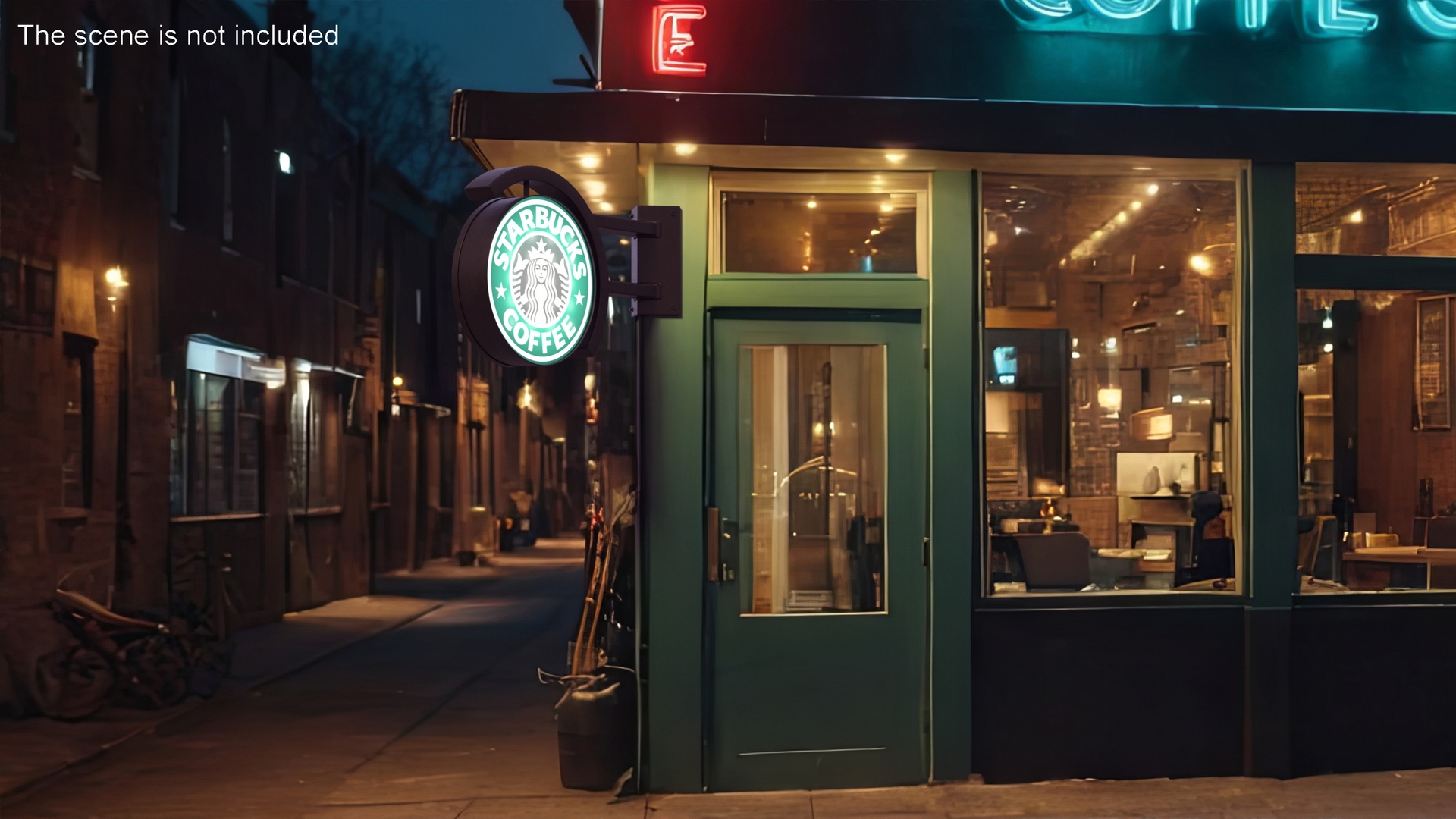 3D Corner Starbucks Signage Wall Mounted Light On