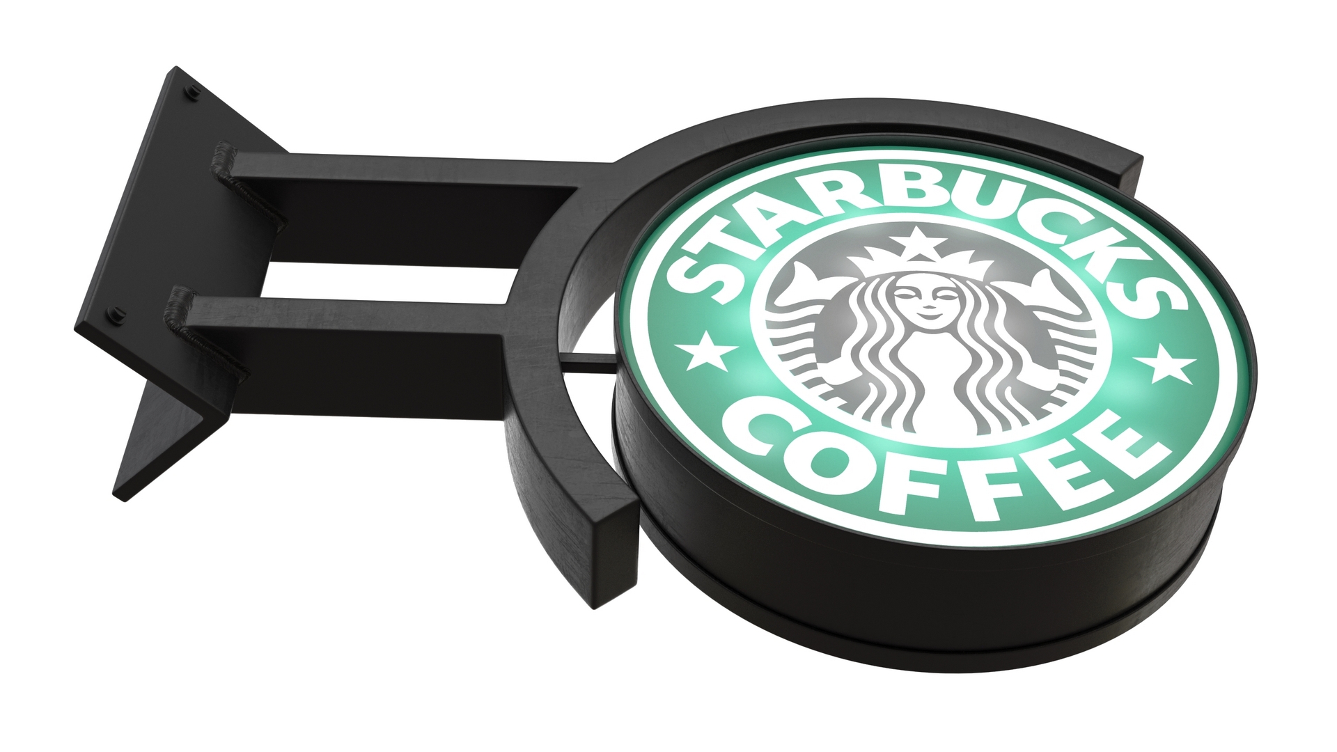 3D Corner Starbucks Signage Wall Mounted Light On