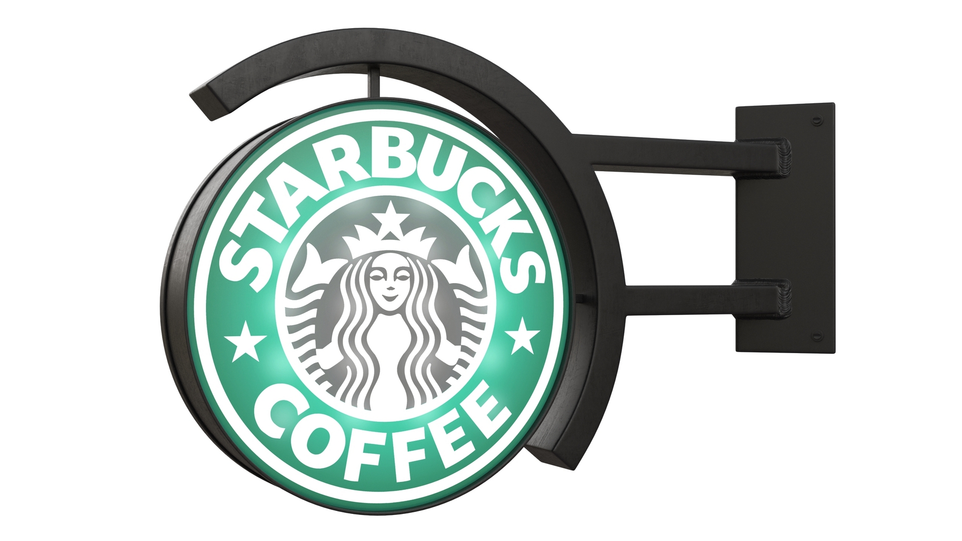3D Corner Starbucks Signage Wall Mounted Light On