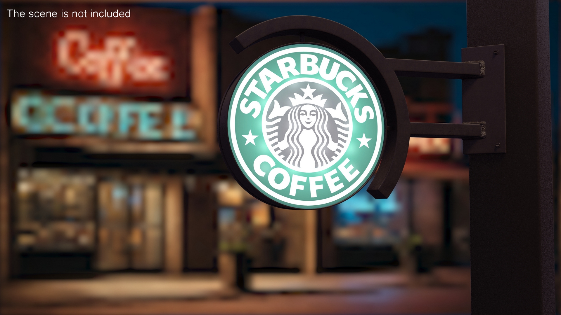 3D Corner Starbucks Signage Wall Mounted Light On