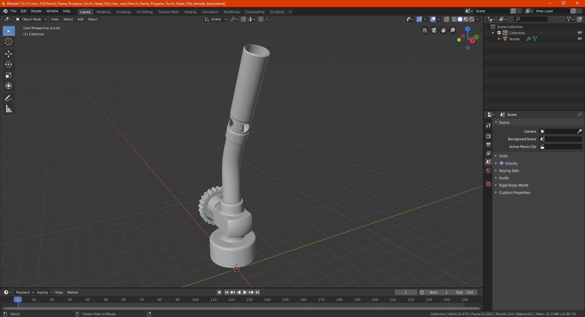 3D model Pencil Flame Propane Torch Head Old