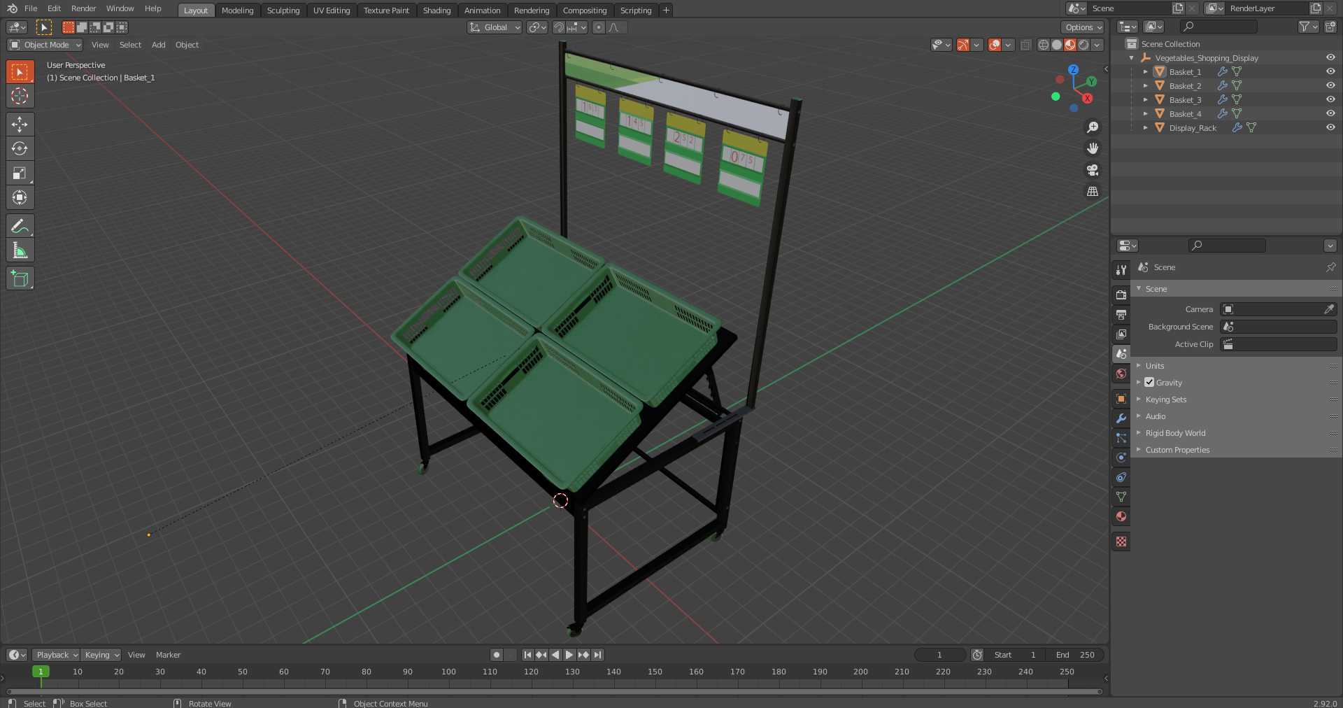 Vegetables Shopping Display 3D