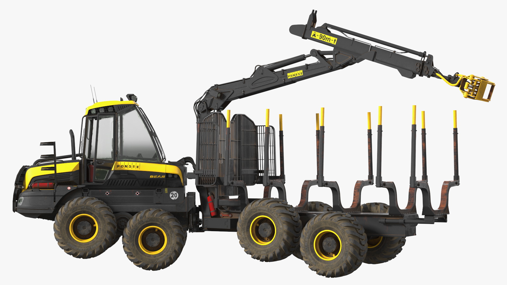 3D model Forwarder Ponsse Buffalo 8W Dirty Rigged