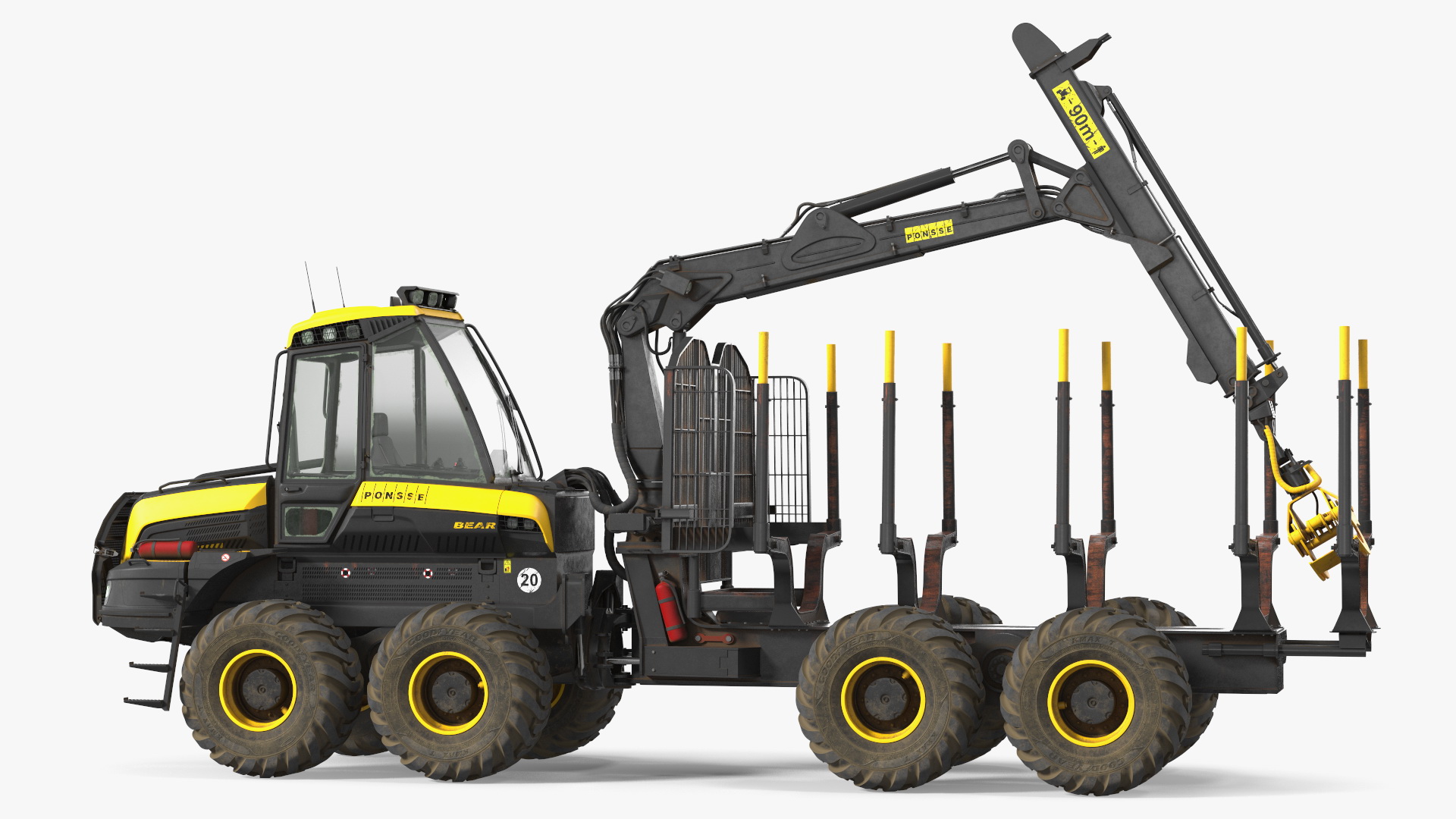 3D model Forwarder Ponsse Buffalo 8W Dirty Rigged