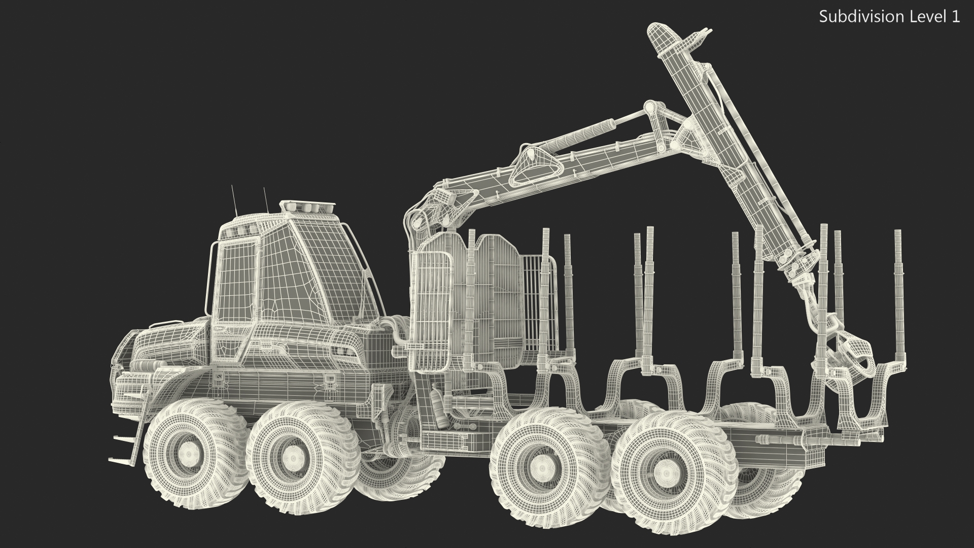 3D model Forwarder Ponsse Buffalo 8W Dirty Rigged