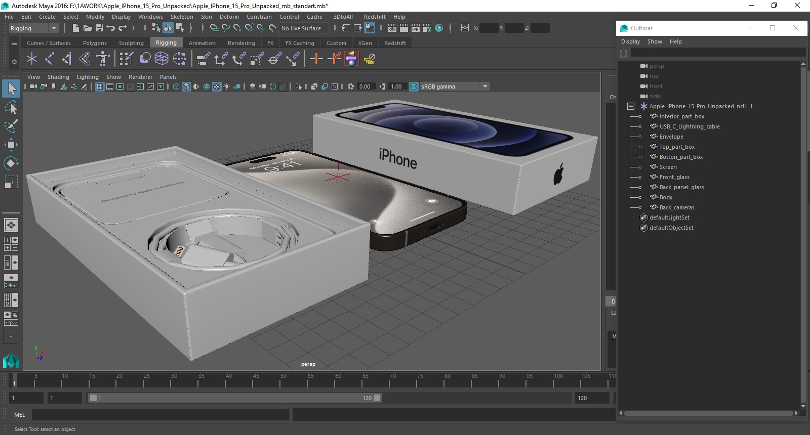3D Apple IPhone 15 Pro Unpacked model