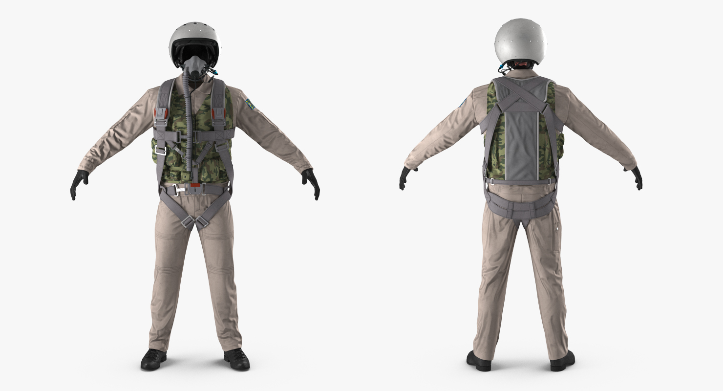 3D Russian Jet Fighter Pilot Uniform model