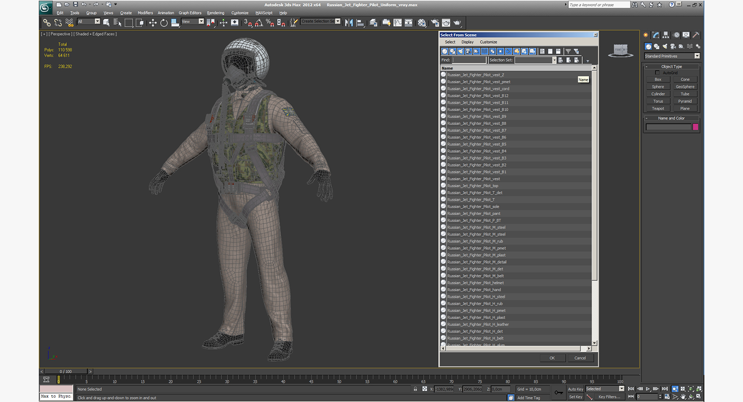 3D Russian Jet Fighter Pilot Uniform model