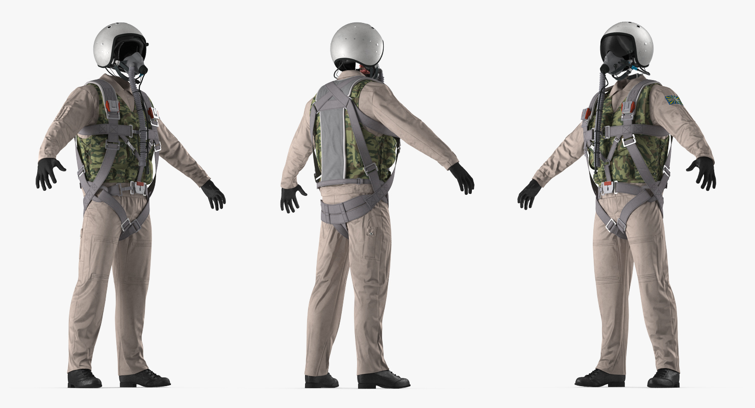 3D Russian Jet Fighter Pilot Uniform model