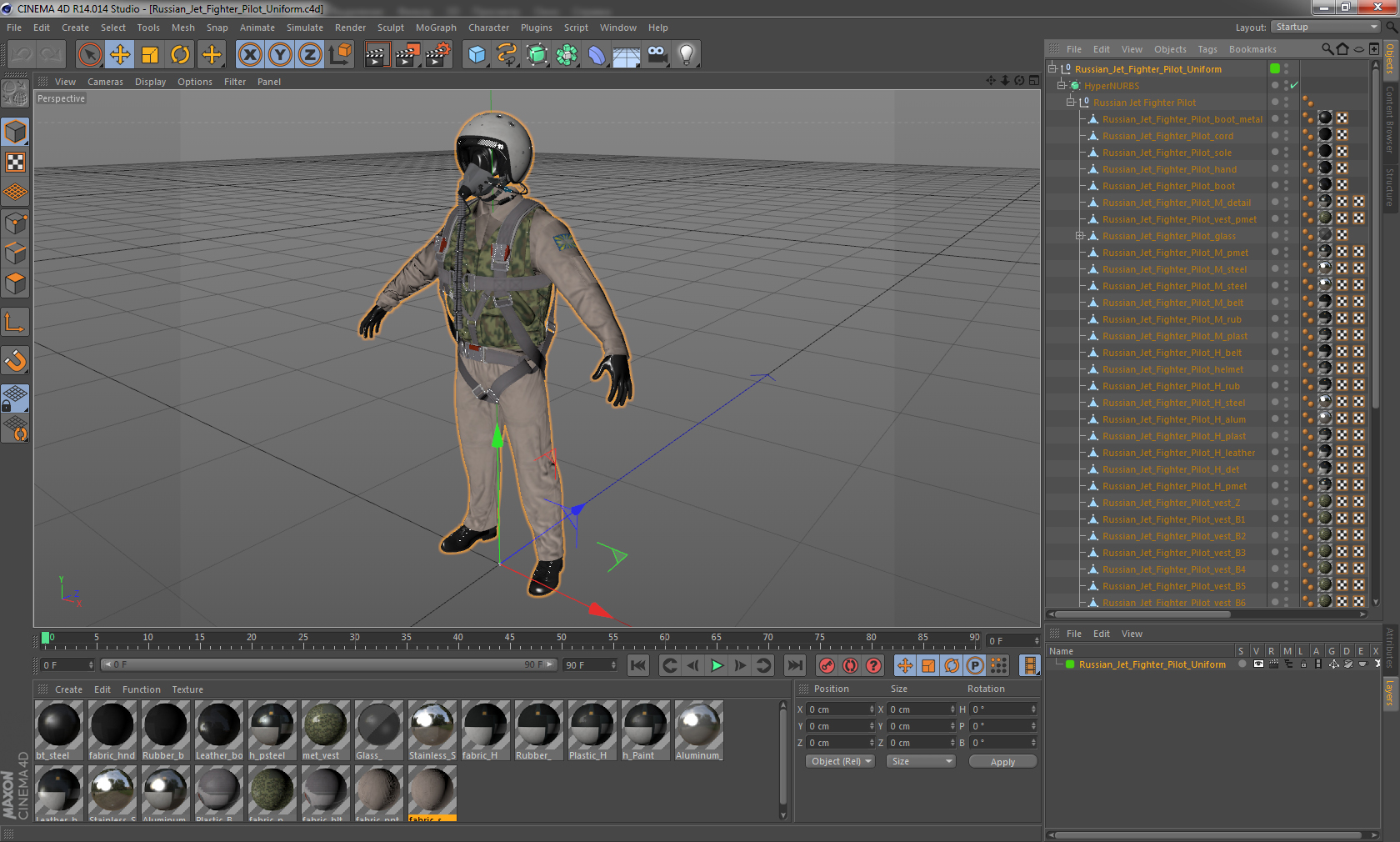 3D Russian Jet Fighter Pilot Uniform model