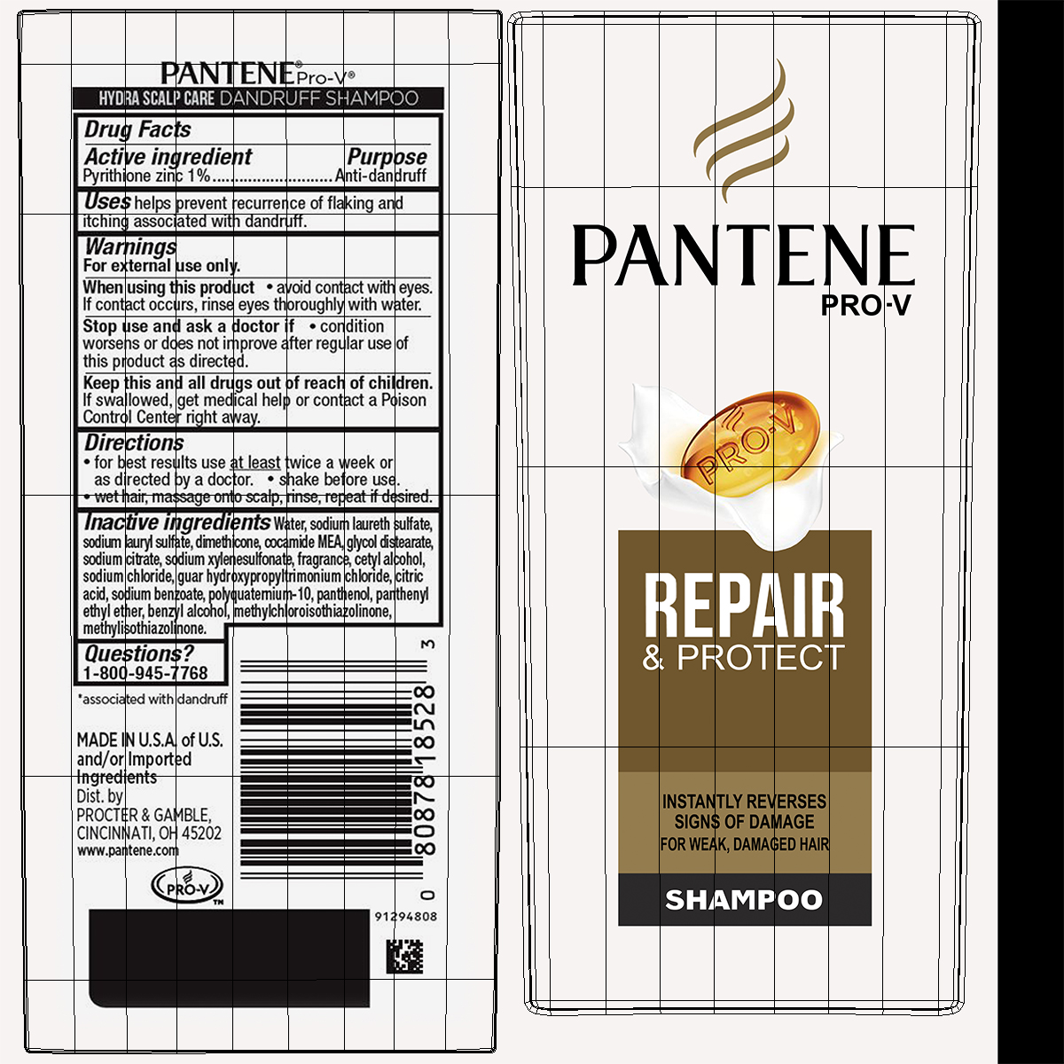 3D Pantene Pro V Shampoo Bottle model