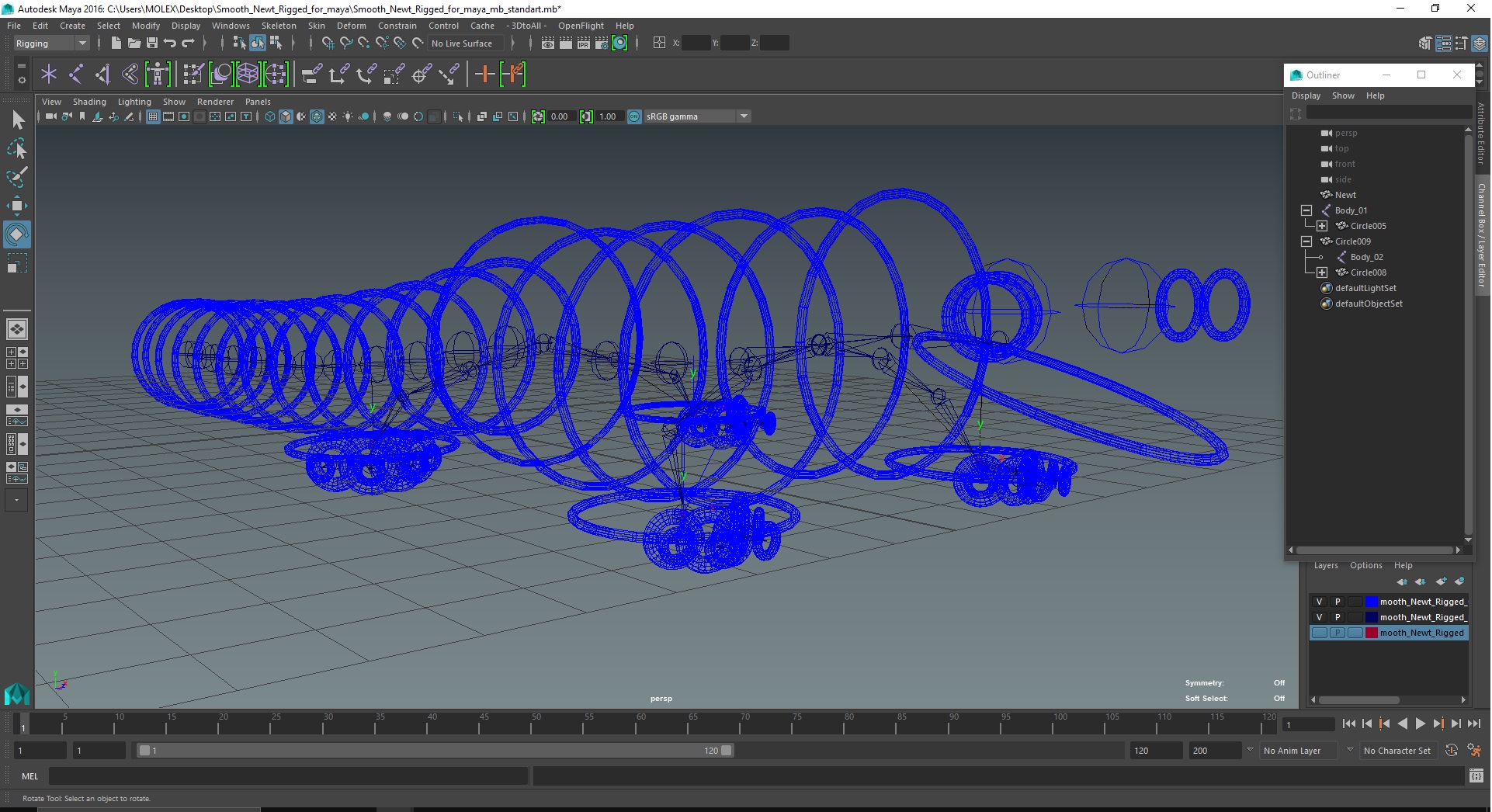 Smooth Newt Rigged for Maya 3D