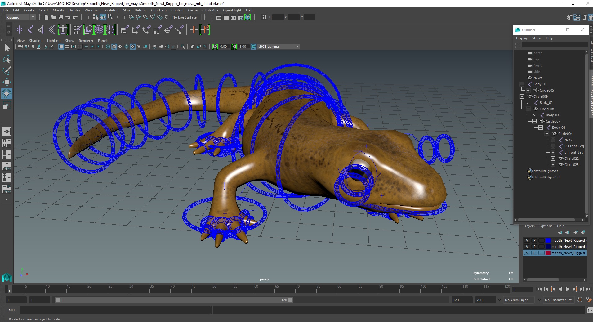 Smooth Newt Rigged for Maya 3D