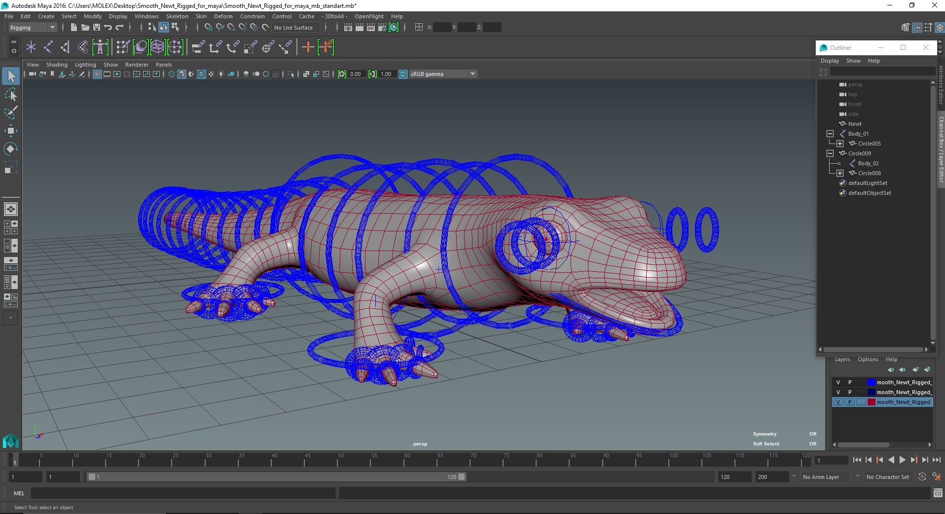 Smooth Newt Rigged for Maya 3D