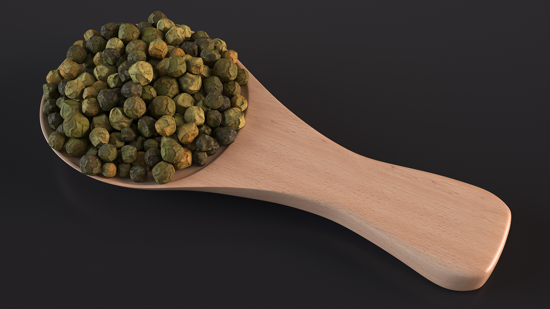 Spoon of Dried Green Peppercorns 3D