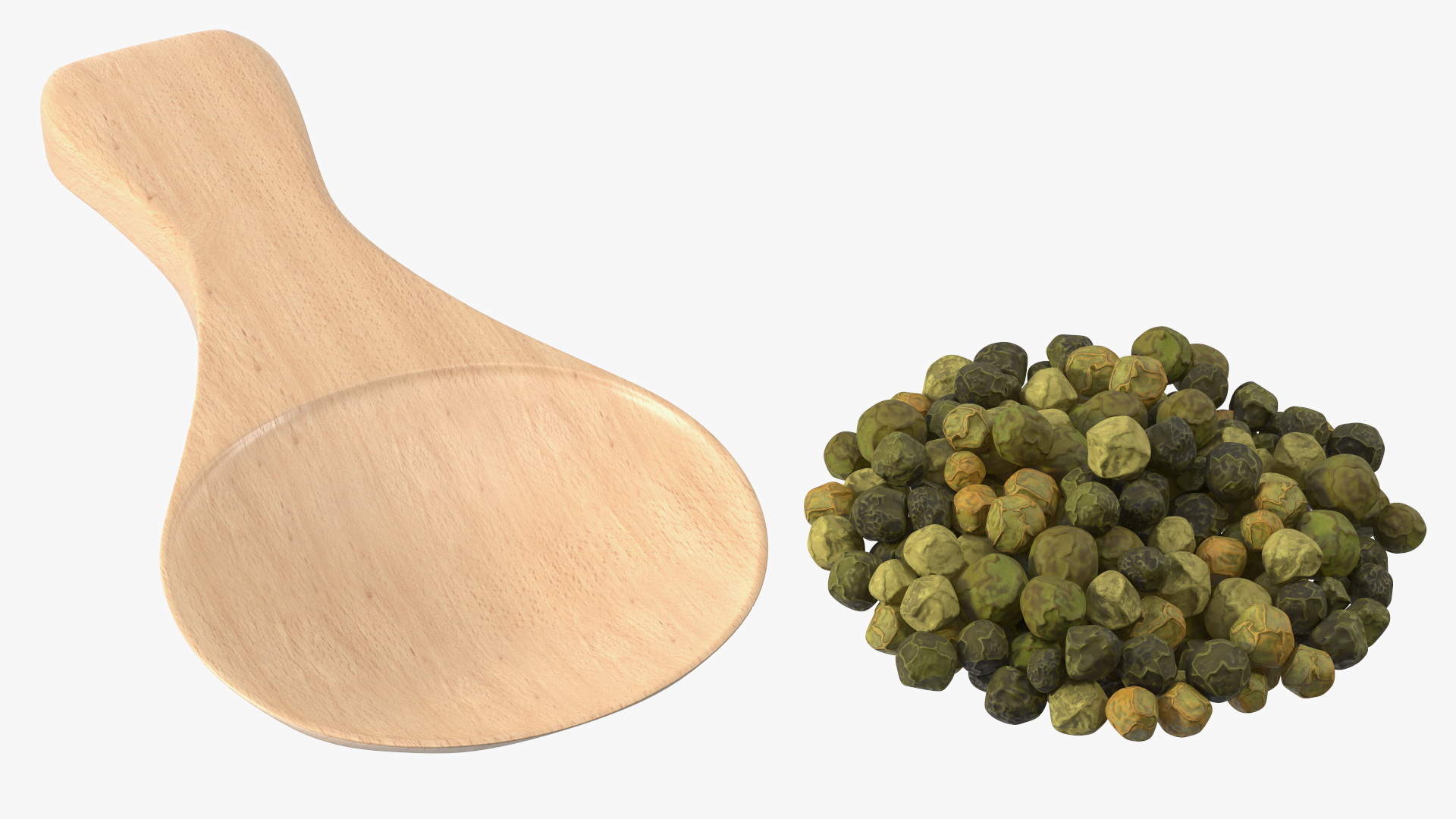 Spoon of Dried Green Peppercorns 3D