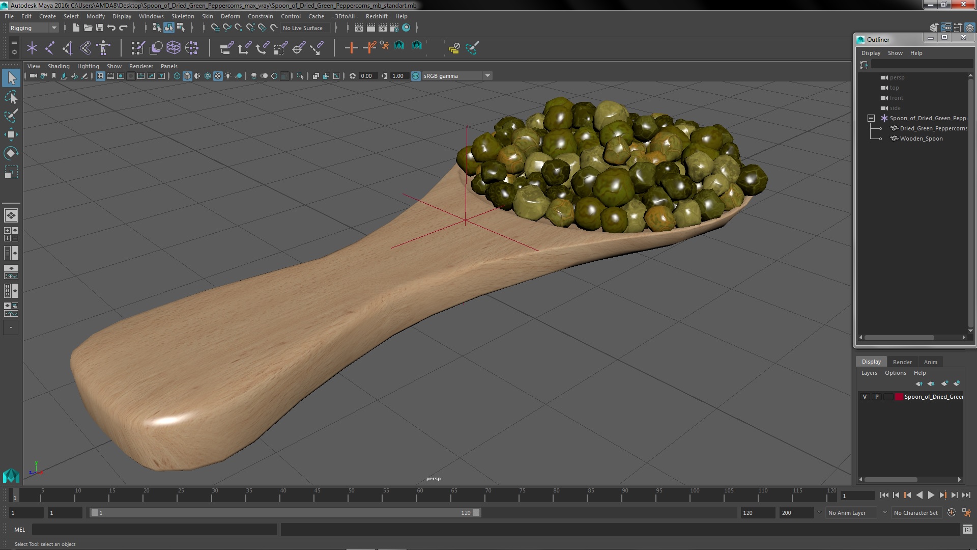 Spoon of Dried Green Peppercorns 3D