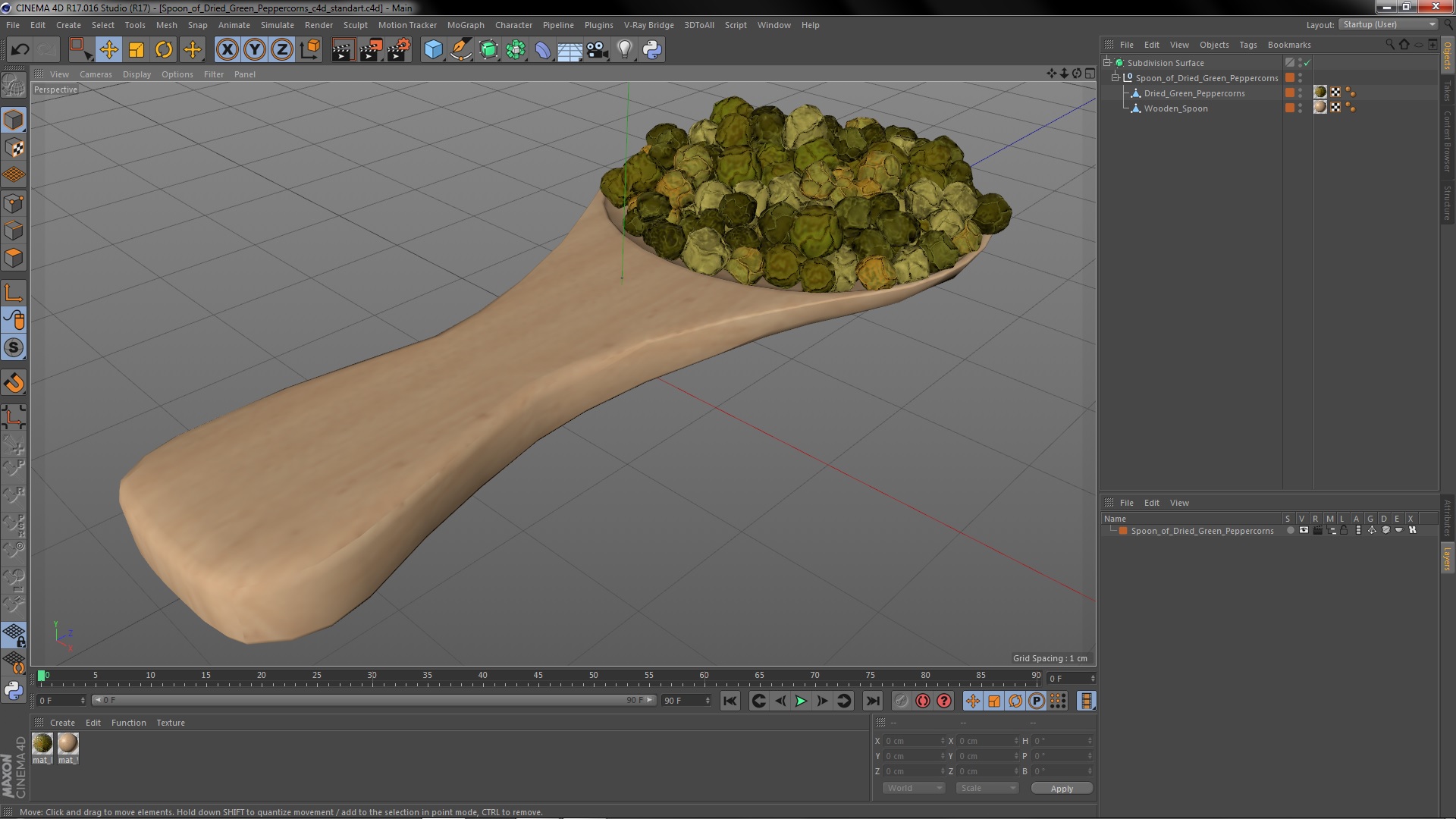 Spoon of Dried Green Peppercorns 3D