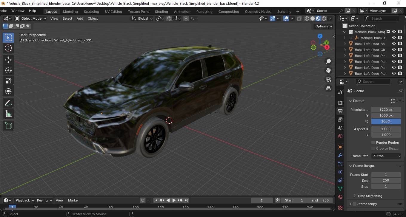 Vehicle Black Simplified 3D model