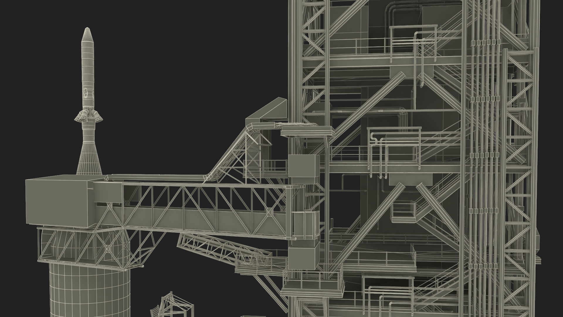 3D Launch Pad with Missile model