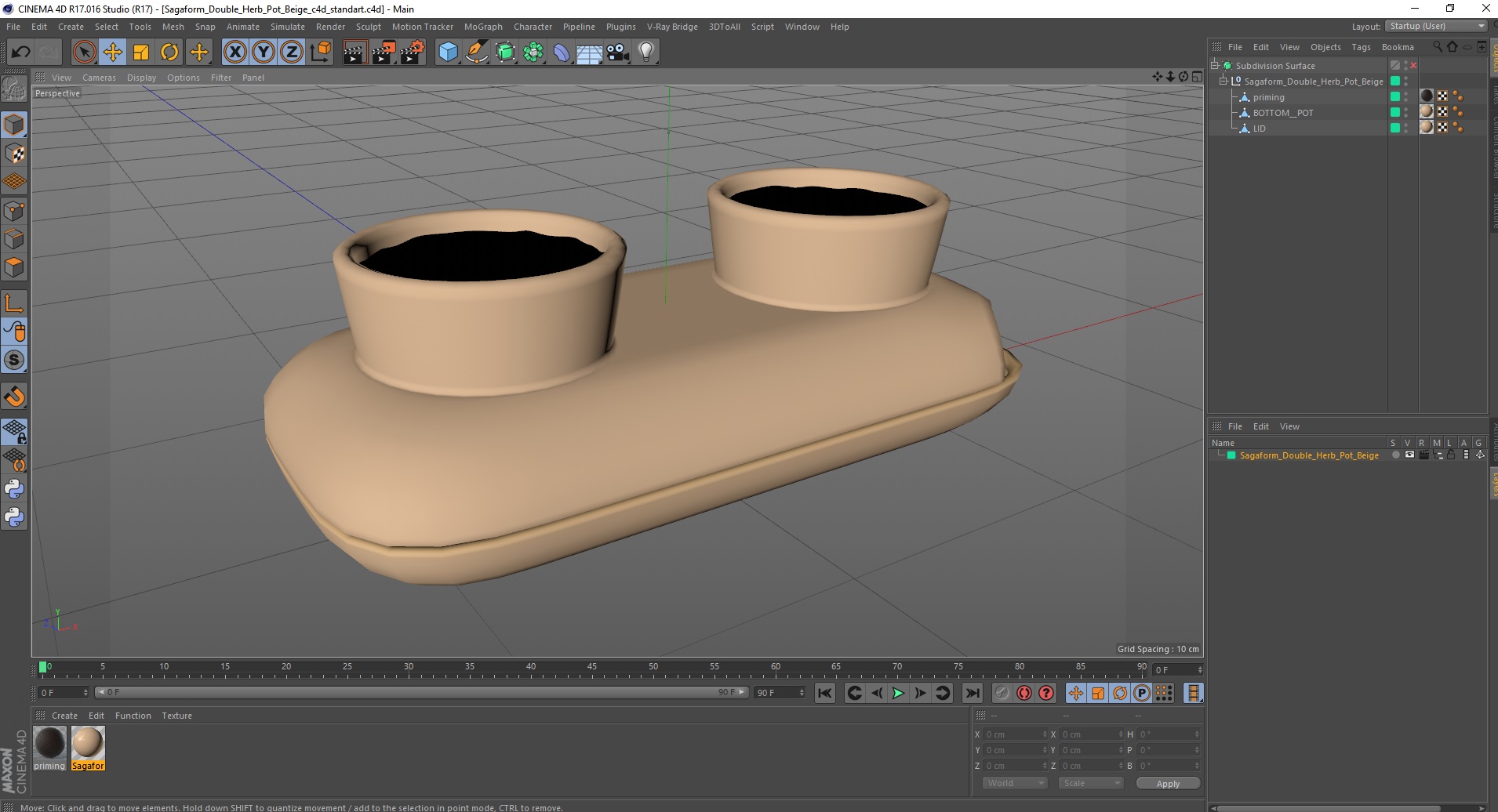 3D model Sagaform Double Herb Pot Beige
