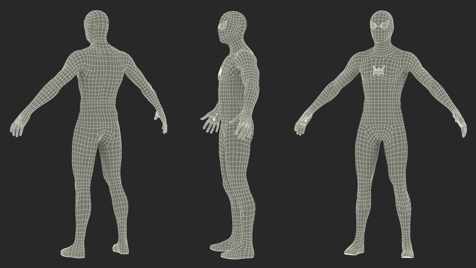 3D Spiderman Black Suit Neutral Pose model