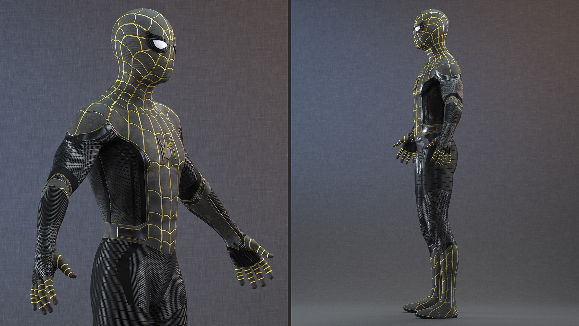 3D Spiderman Black Suit Neutral Pose model