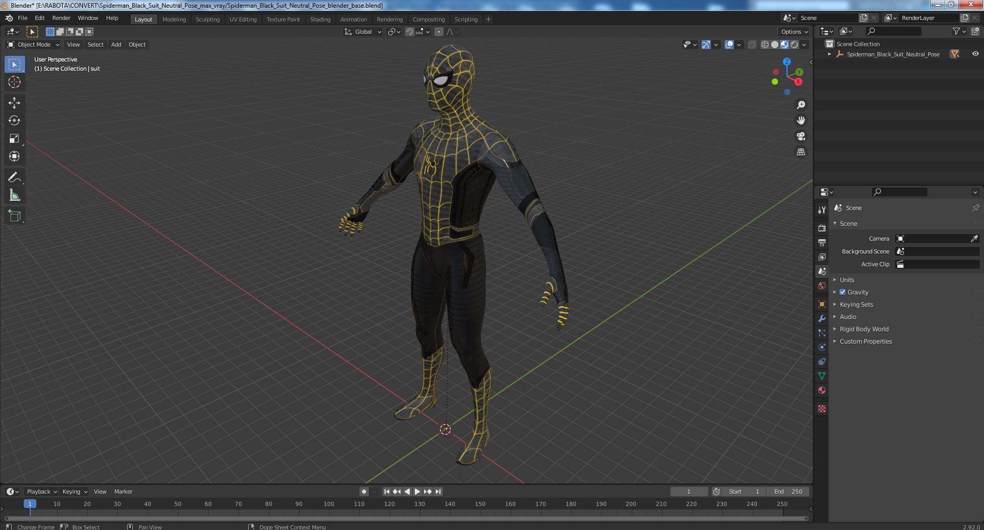 3D Spiderman Black Suit Neutral Pose model