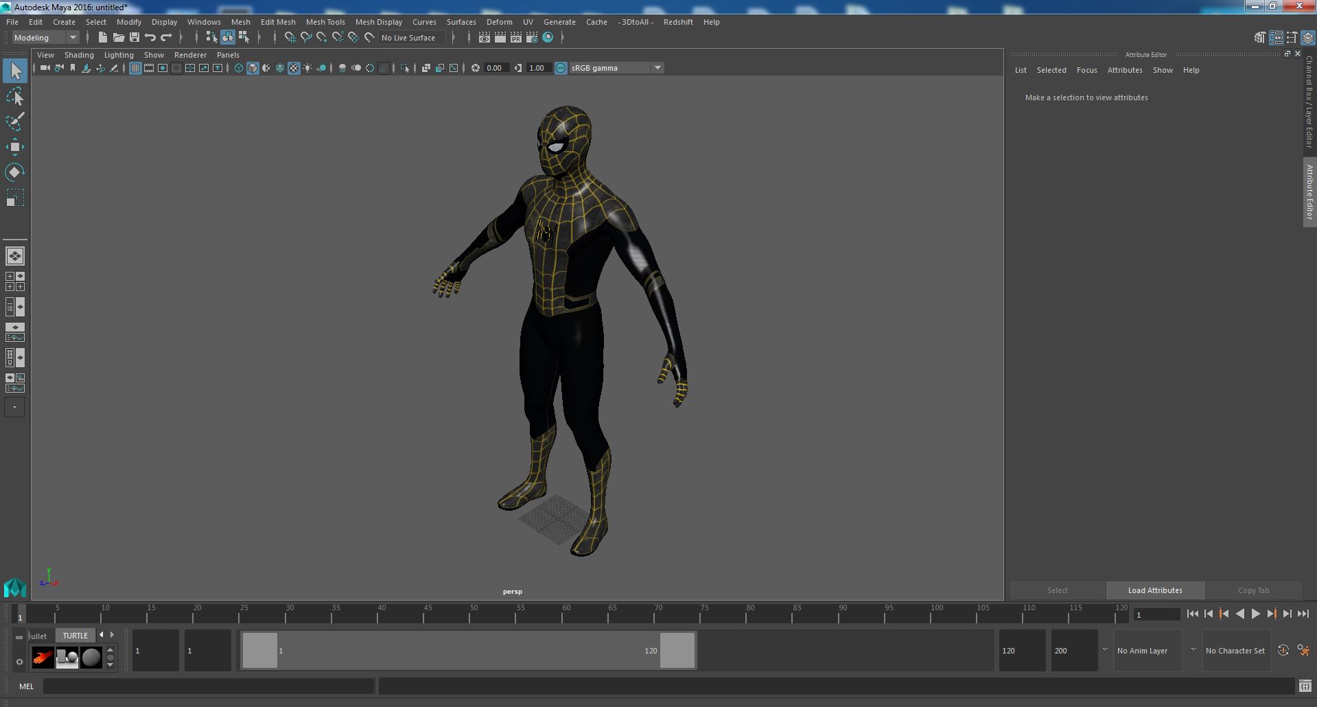 3D Spiderman Black Suit Neutral Pose model