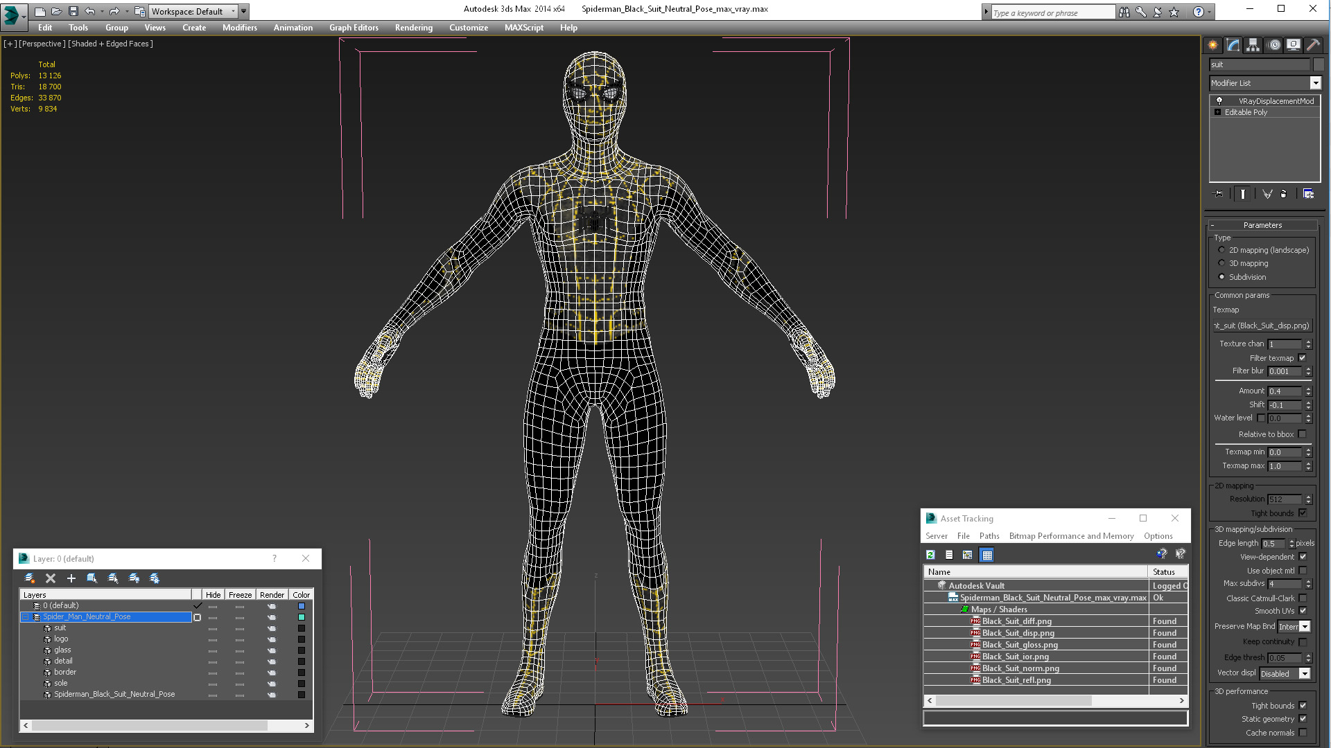 3D Spiderman Black Suit Neutral Pose model