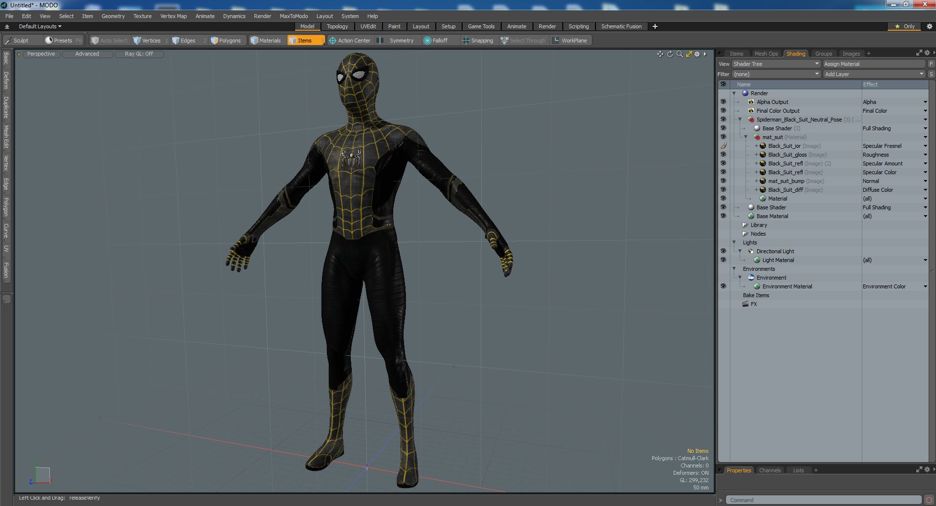 3D Spiderman Black Suit Neutral Pose model