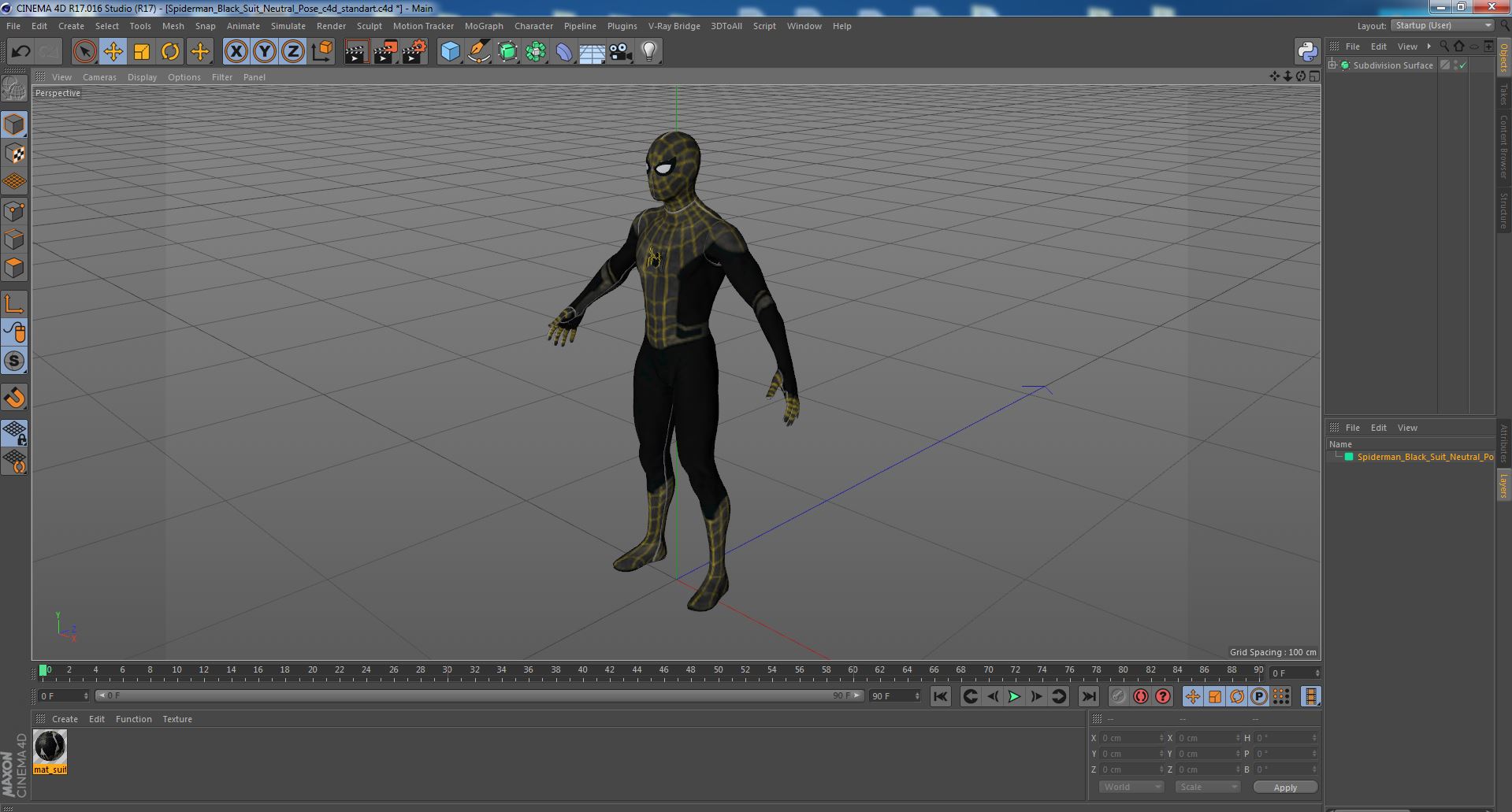3D Spiderman Black Suit Neutral Pose model