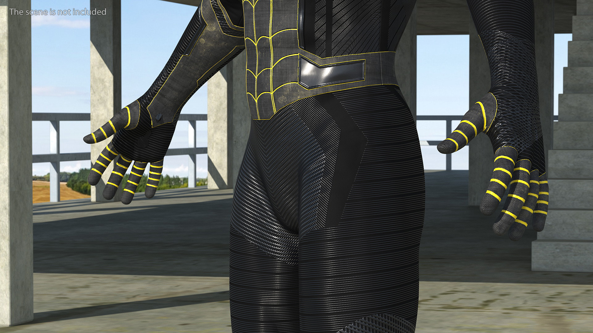 3D Spiderman Black Suit Neutral Pose model