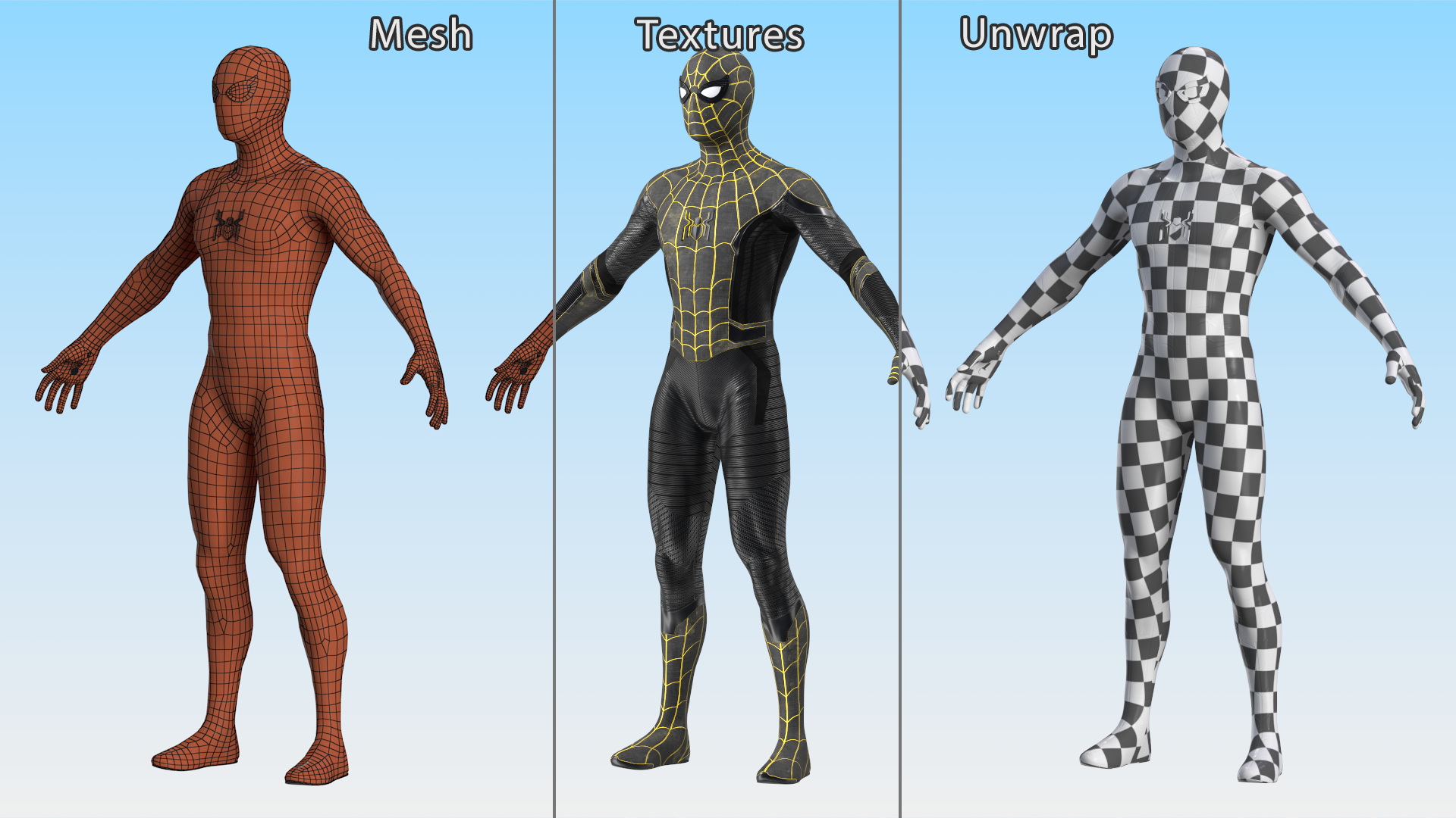 3D Spiderman Black Suit Neutral Pose model