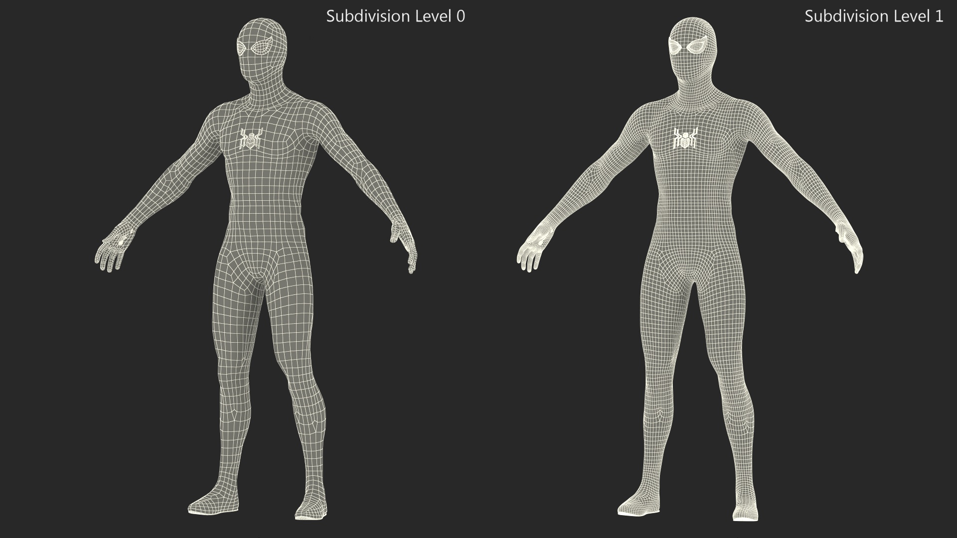 3D Spiderman Black Suit Neutral Pose model