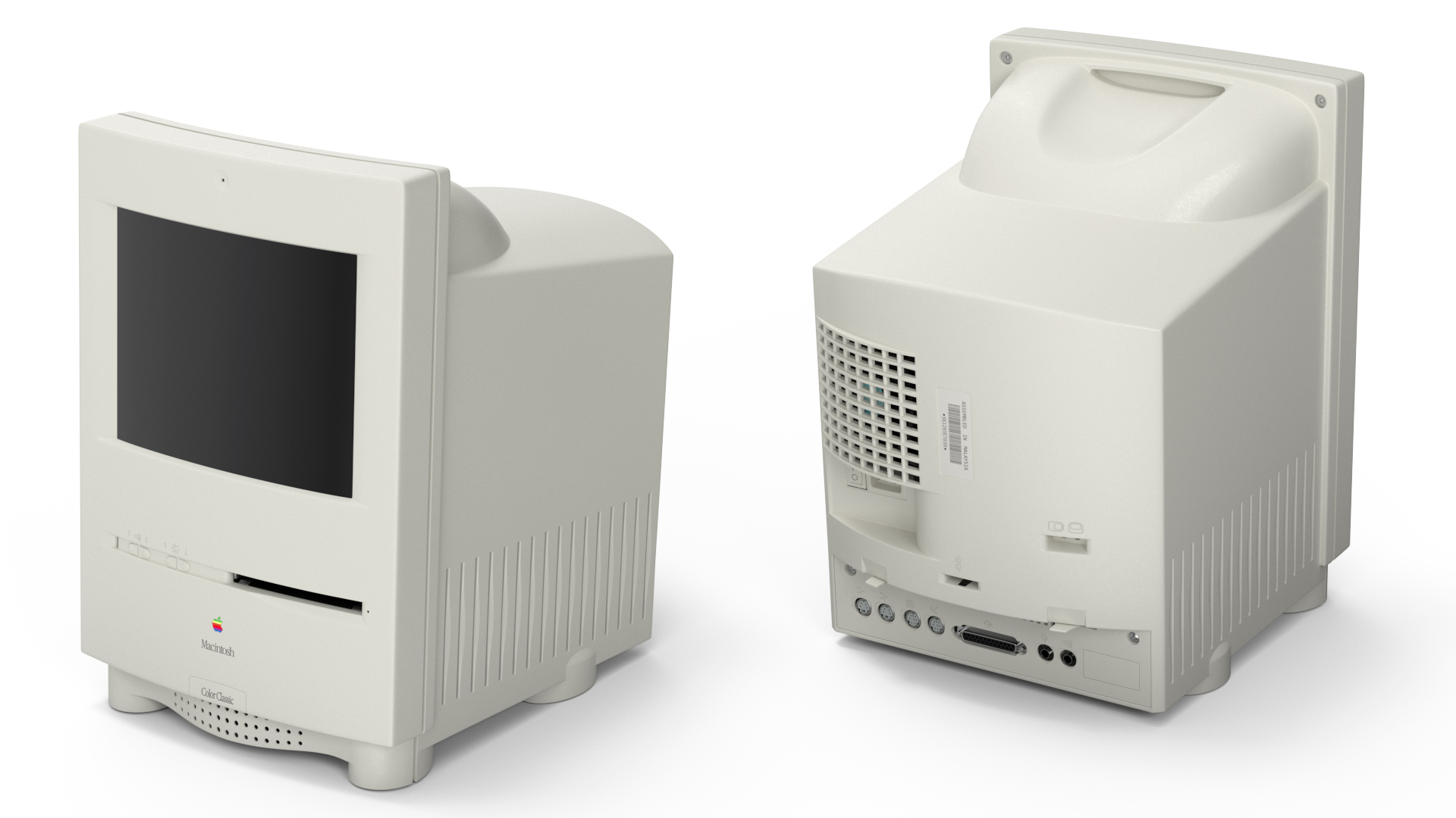 3D Vintage Apple Macintosh Color Classic with Keyboard and Mouse