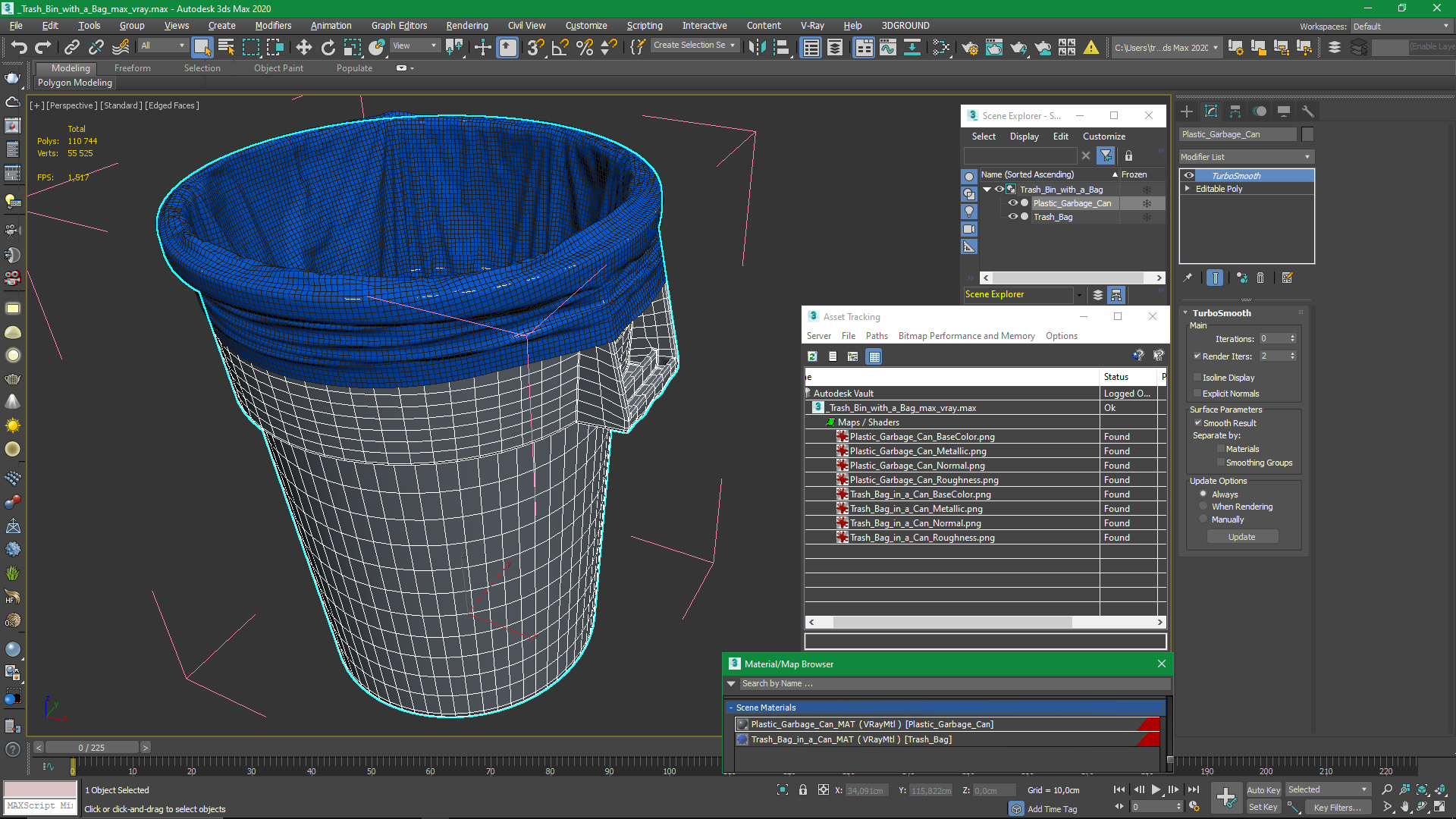 3D model Trash Bin with a Bag