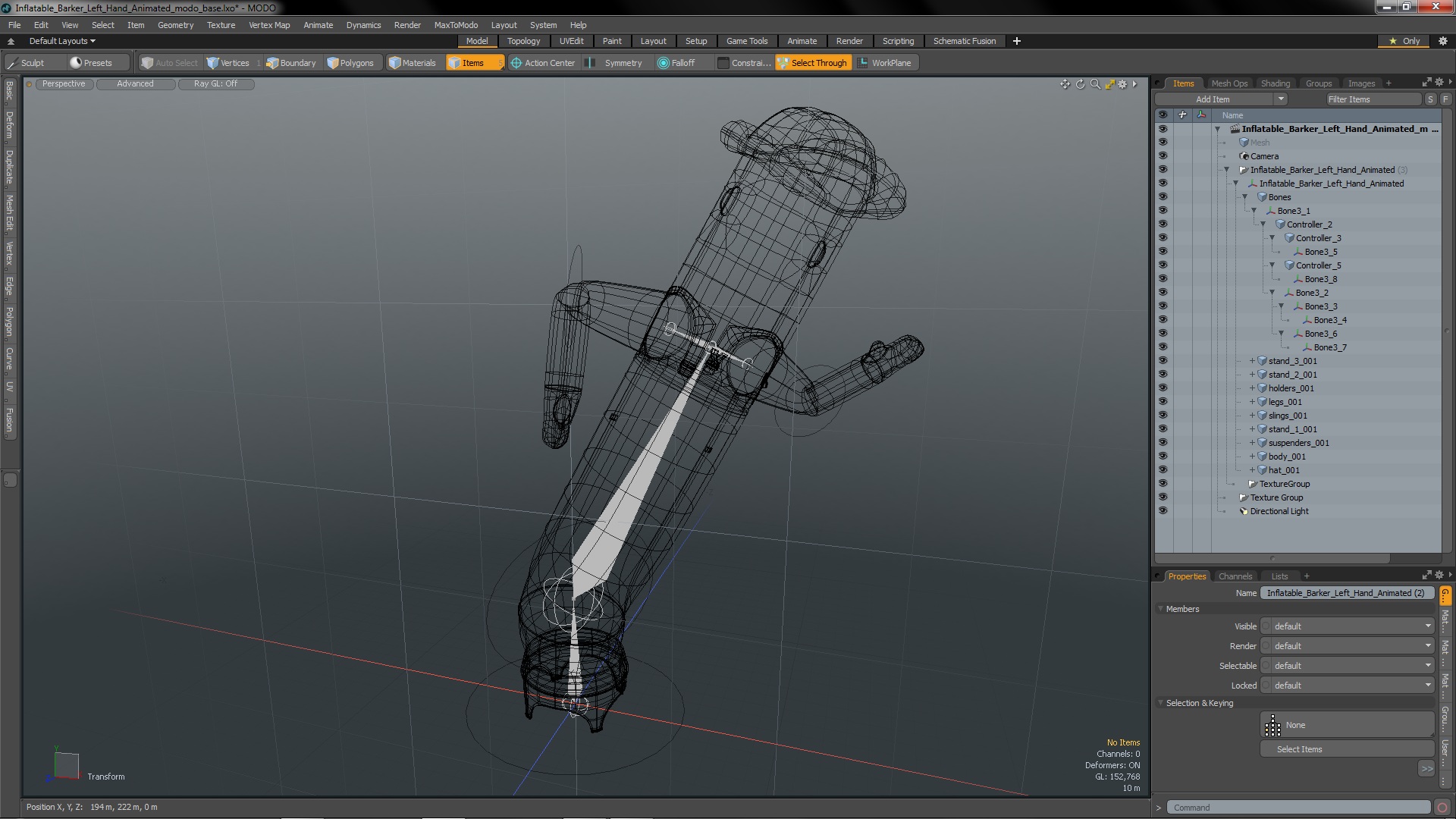 3D model Inflatable Barker Left Hand Animated for Modo