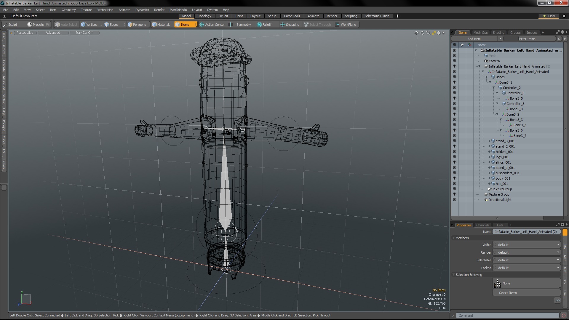 3D model Inflatable Barker Left Hand Animated for Modo