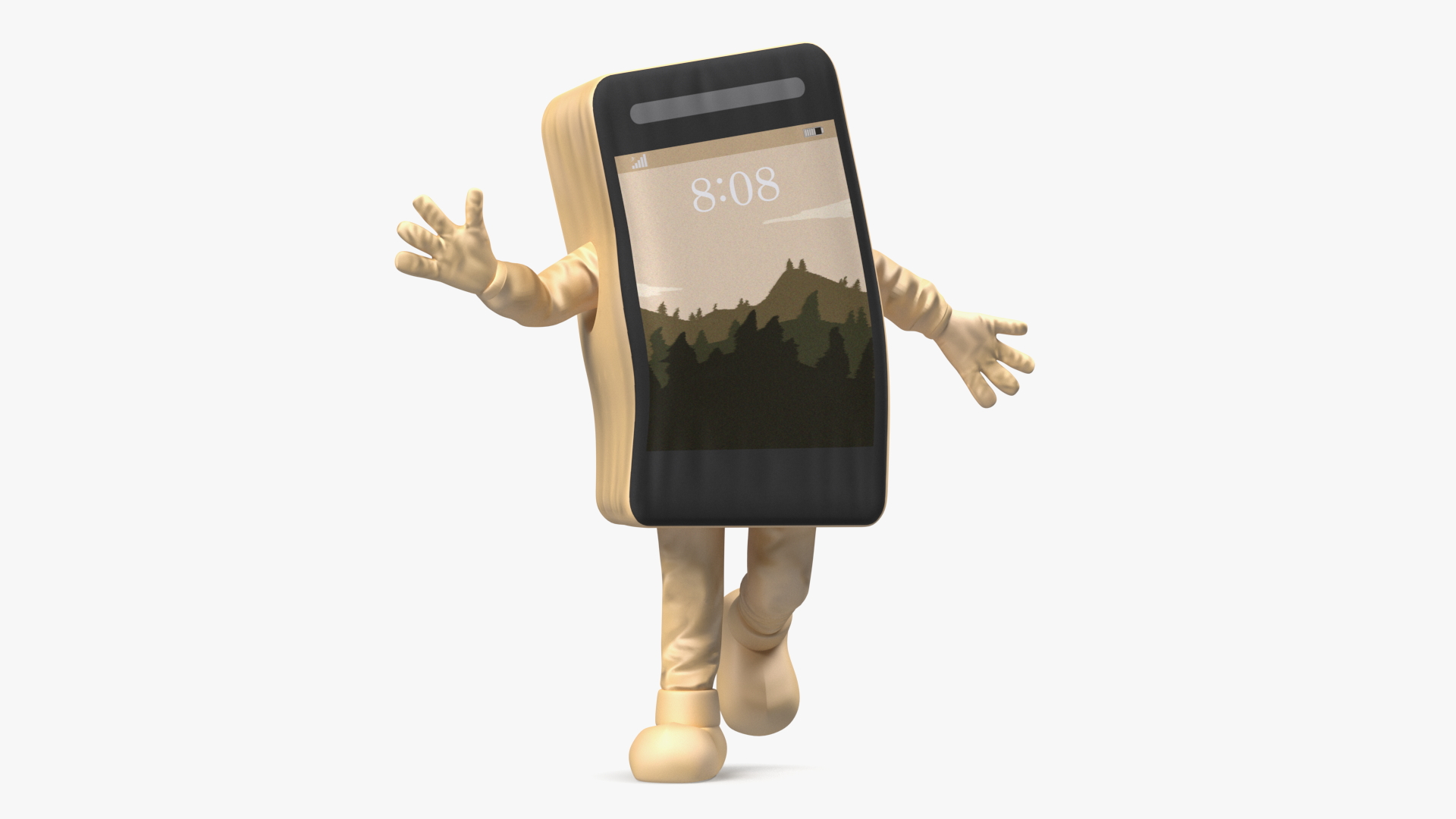 3D Phone Costume Character Golden Rigged for Maya