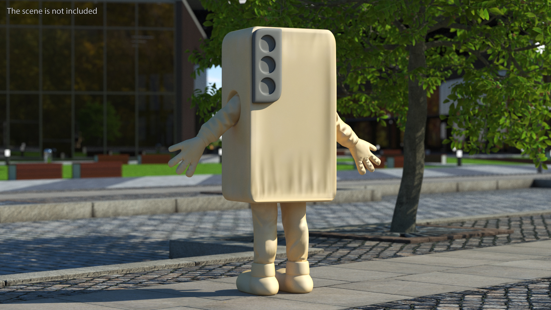 3D Phone Costume Character Golden Rigged for Maya