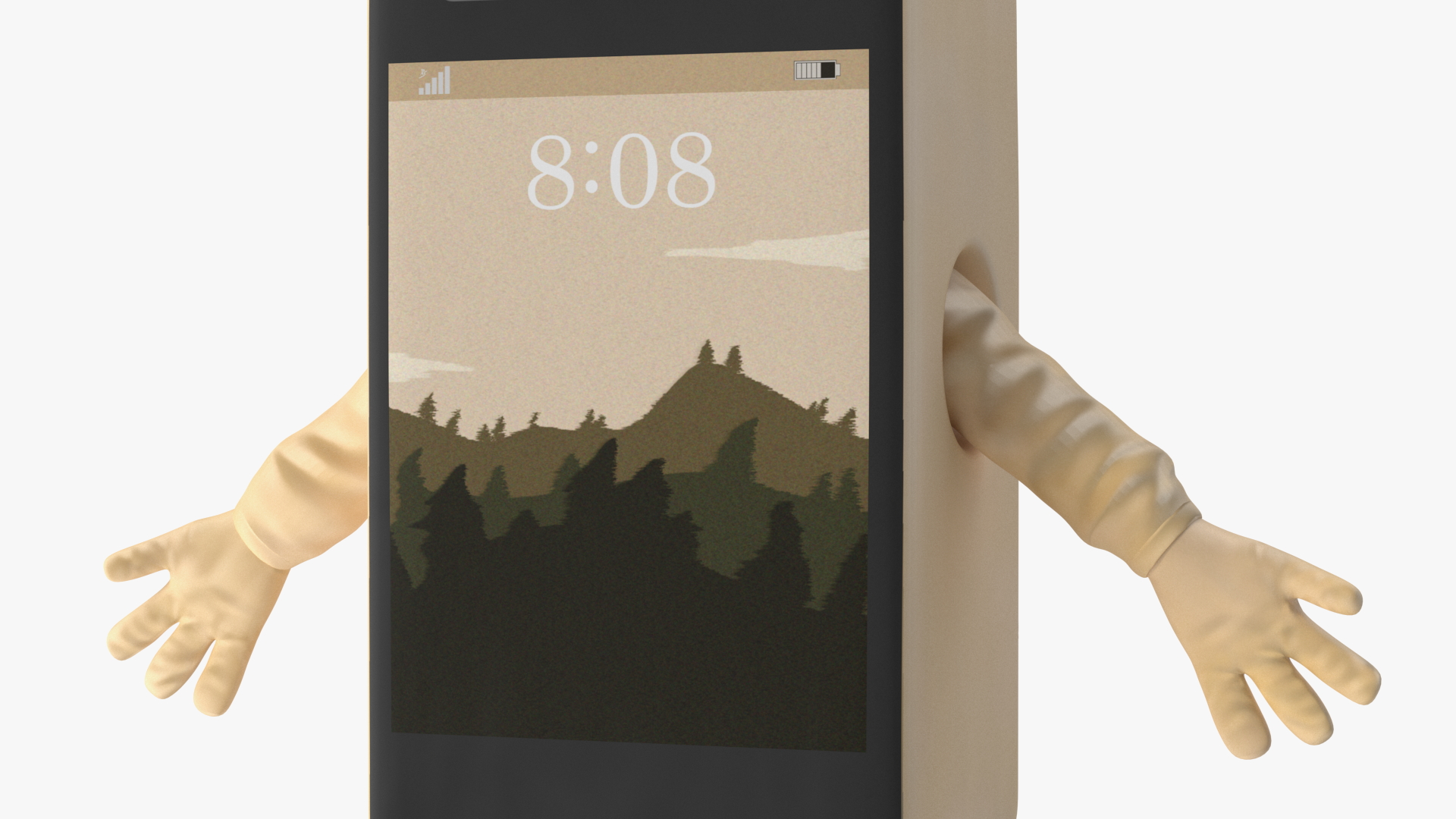3D Phone Costume Character Golden Rigged for Maya