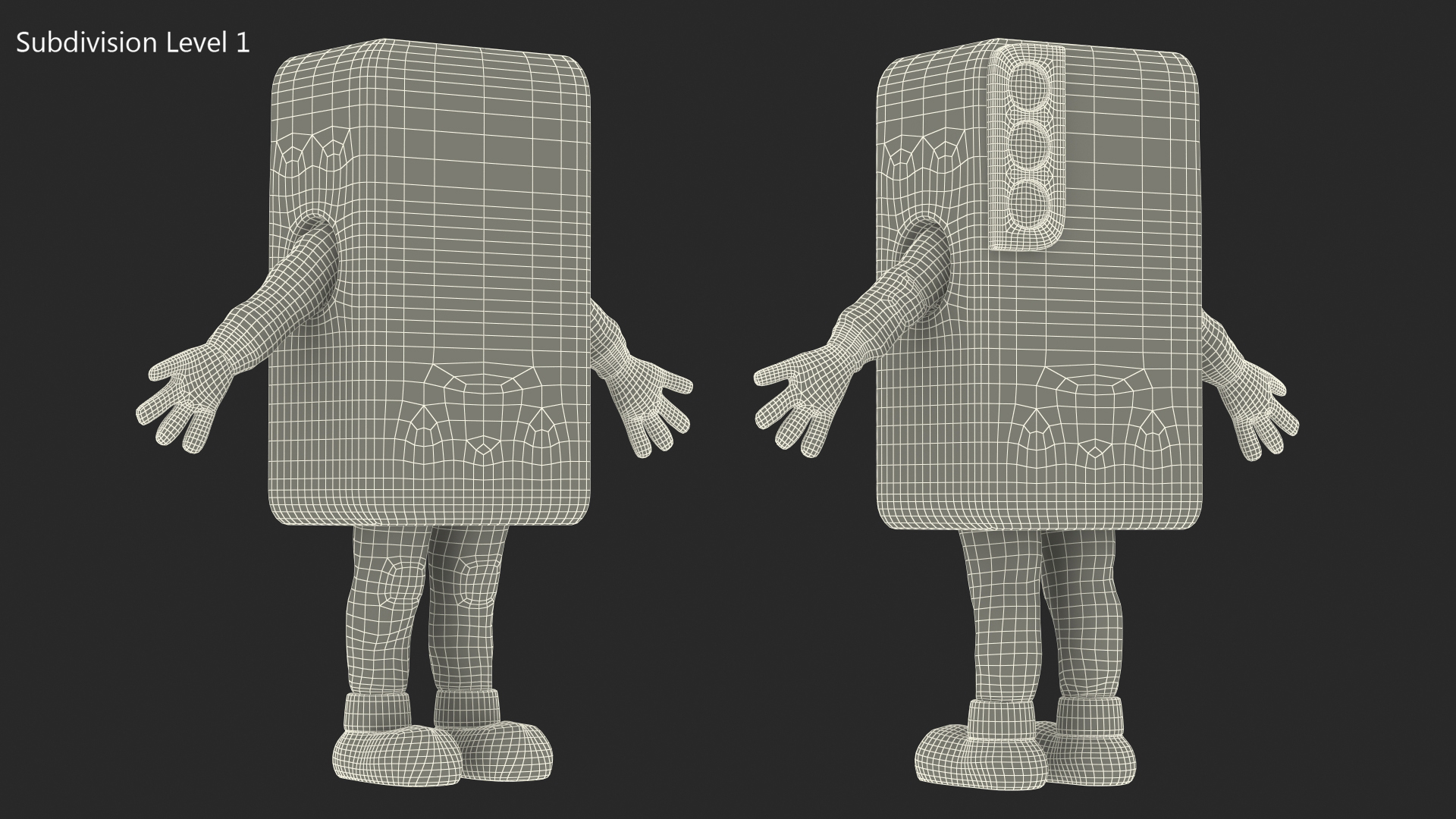 3D Phone Costume Character Golden Rigged for Maya